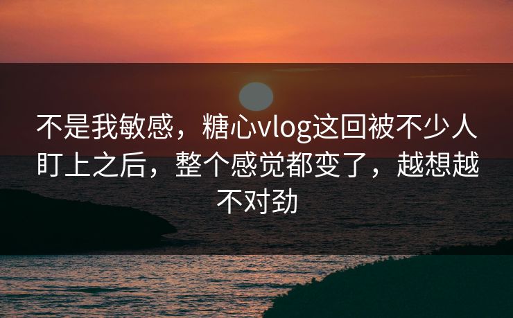 不是我敏感，糖心vlog这回被不少人盯上之后，整个感觉都变了，越想越不对劲